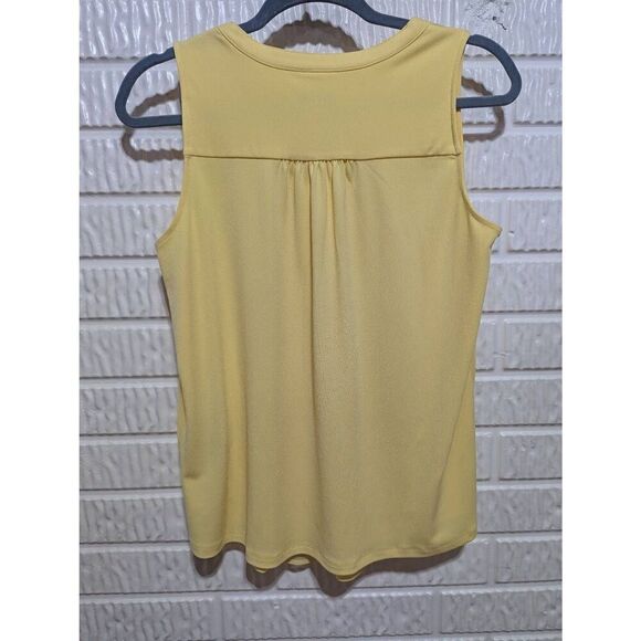 Charter Club Women's Yellow Sleeveless V-Neck Sheer Overlay Tank Top Size XS - Picture 4 of 6